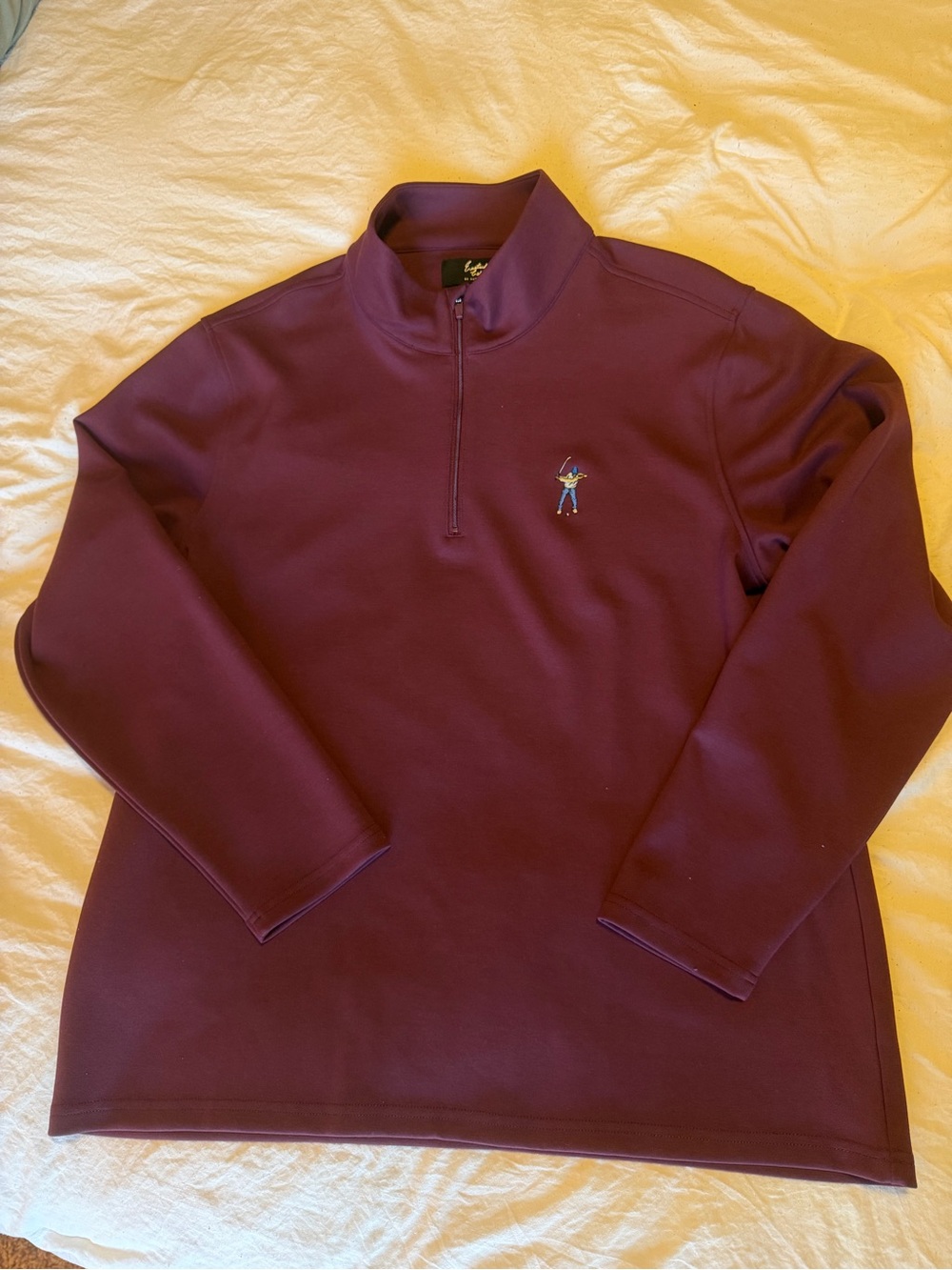 Men's Half-Zip Pullover Sweater in Burgundy with Embroidered Logo